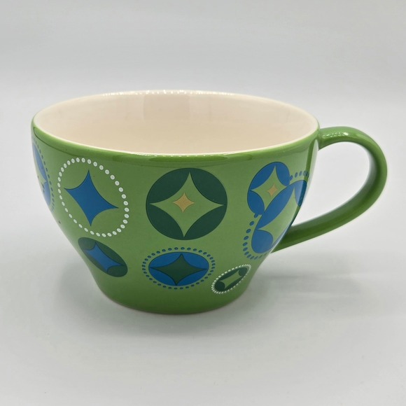 Starbucks Other - Green Ceramic Mug Retro MCM Geometric Pattern Coffee Cup Elf Stocking Xmas 2006